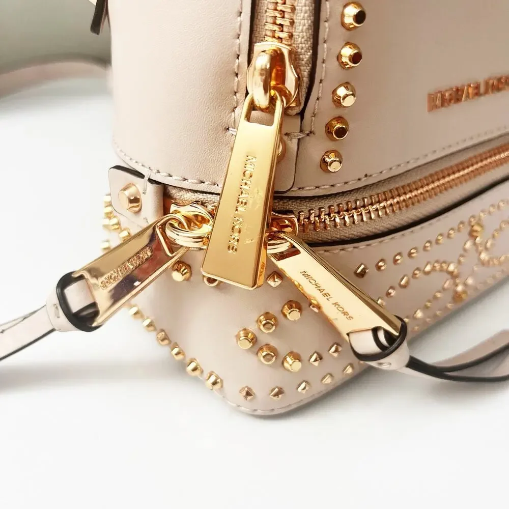 MK Michael Kors Rhea Mini Studded Backpack Pink Rose Gold